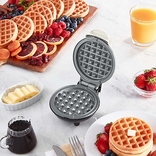 Dash ® Cream Mini Waffle Maker with Ceramic Nonstick Plates