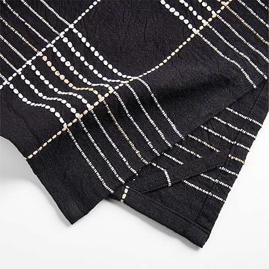 Dash Plaid Ink Black Organic Cotton Dish Towels, Set of 2