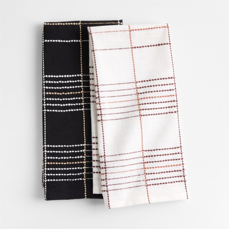 Dash Plaid Ink Black Organic Cotton Dish Towels, Set of 2 - image 0 of 2