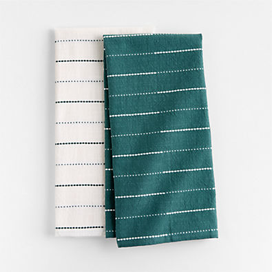 View Dash Stripe Pendula Green Organic Cotton Dish Towels, Set of 2 details