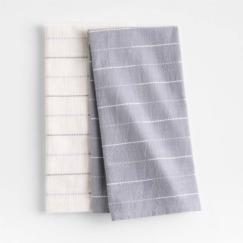 Dash Stripe Pewter Grey Organic Cotton Dish Towels, Set of 2 - image 0 of 3