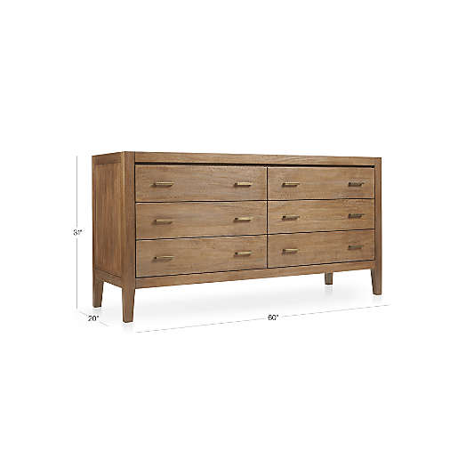 Dawson Light Brown Wood 6-Drawer Dresser