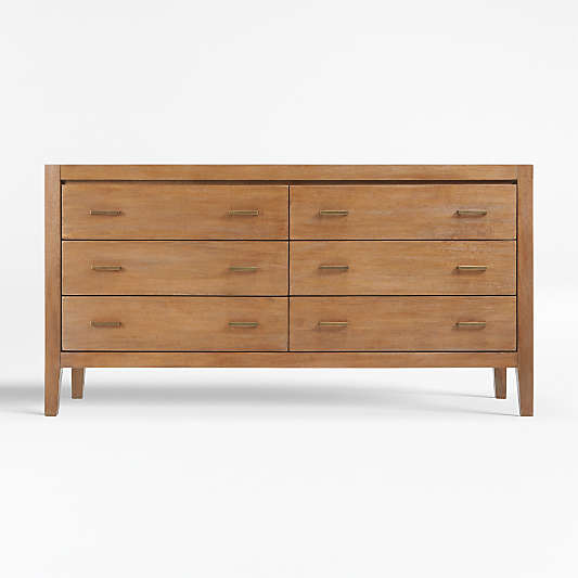 Dawson Light Brown Wood 6-Drawer Dresser