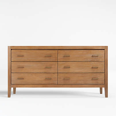 Dawson Light Brown Wood 6-Drawer Dresser