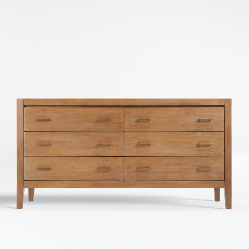 Campagna Rattan and Natural Oak Wood 6-Drawer Dresser