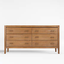 Dawson Light Brown Wood 6-Drawer Dresser + Reviews | Crate & Barrel