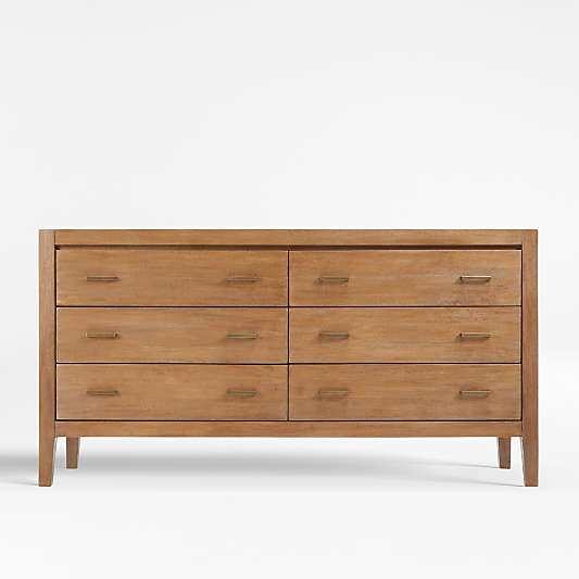 Dawson Light Brown Wood 6-Drawer Dresser