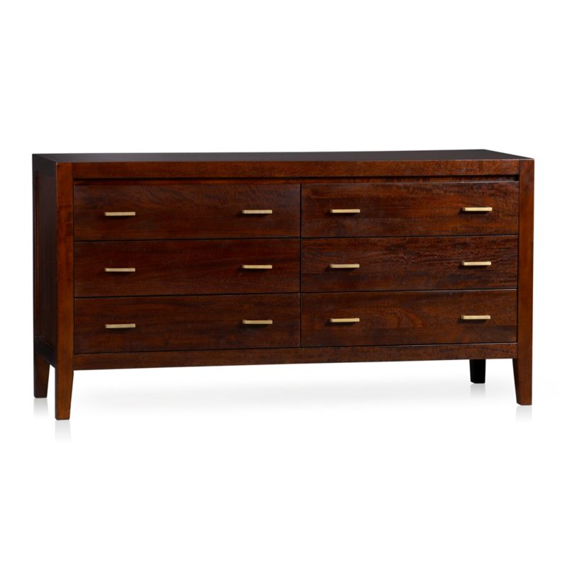 Dawson Dark Brown Wood 6-Drawer Dresser