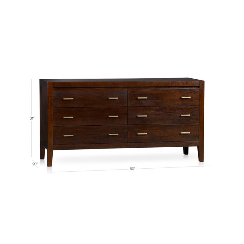 Dawson Dark Brown Wood 6-Drawer Dresser