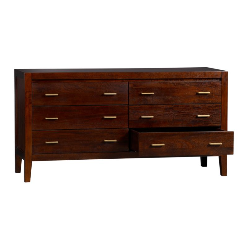 Dawson Dark Brown Wood 6-Drawer Dresser