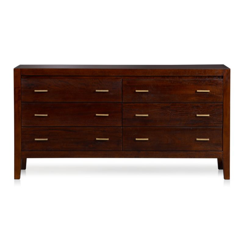 Dawson Dark Brown Wood 6-Drawer Dresser