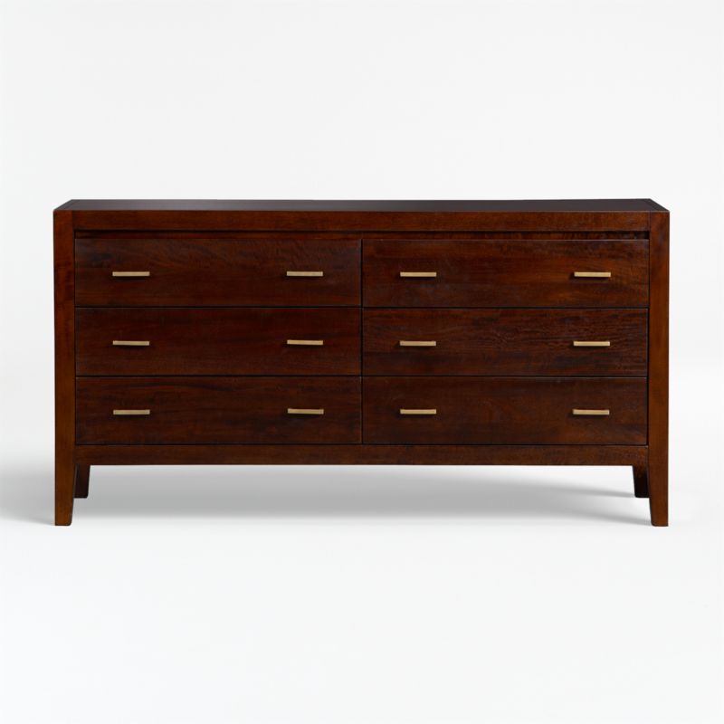 Dawson Dark Brown Wood 6-Drawer Dresser