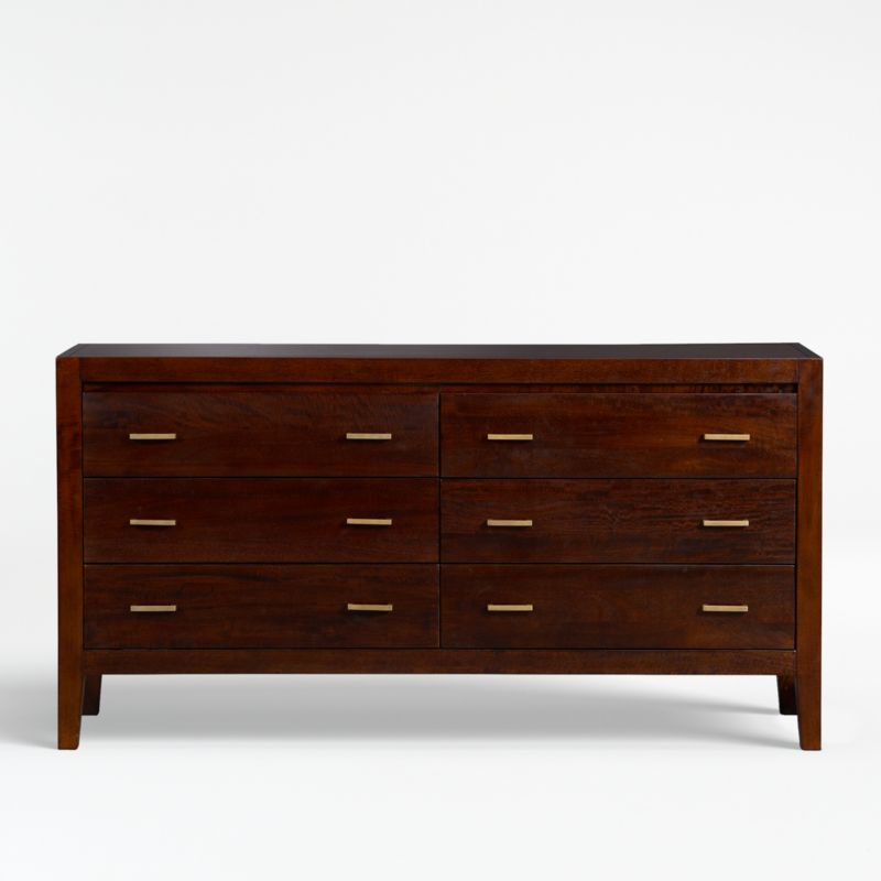 Dawson Dark Brown Wood 6-Drawer Dresser