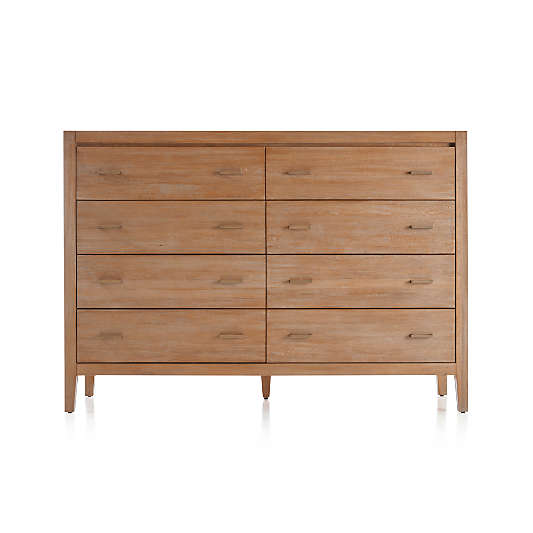 Dawson 65" Light Brown Wood 8-Drawer Dresser