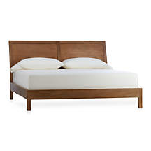 Dawson Light Brown Wood King Sleigh Bed + Reviews | Crate & Barrel