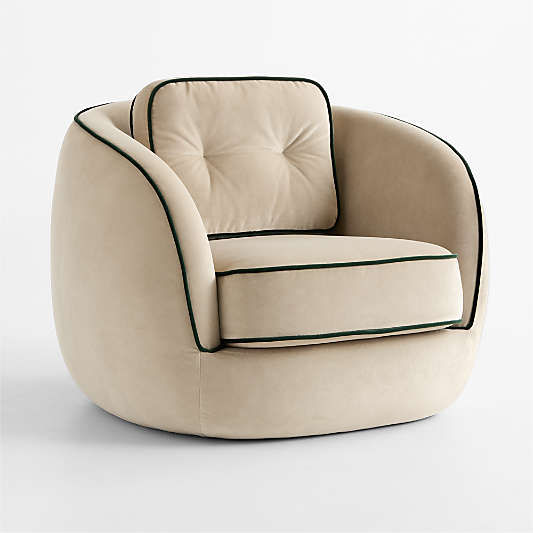 Members Only Kent Cream Velvet Kids Accent Chair by Venus Williams