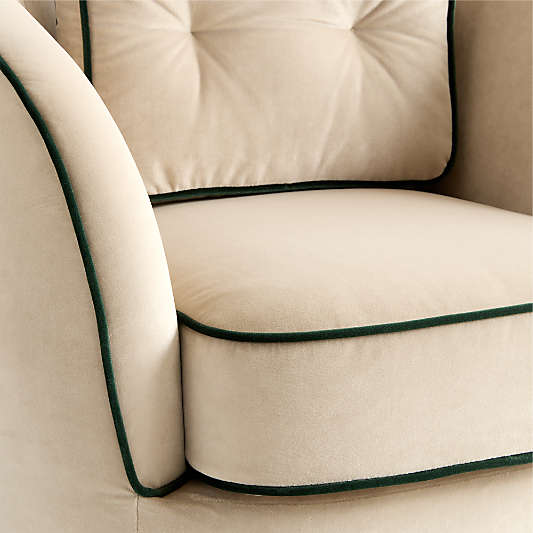 Members Only Kent Cream Velvet Kids Accent Chair by Venus Williams