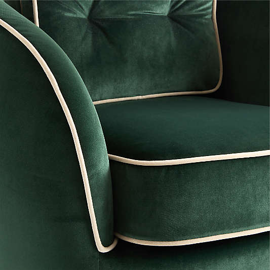 Members Only Kent Pine Green Velvet Kids Accent Chair by Venus Williams