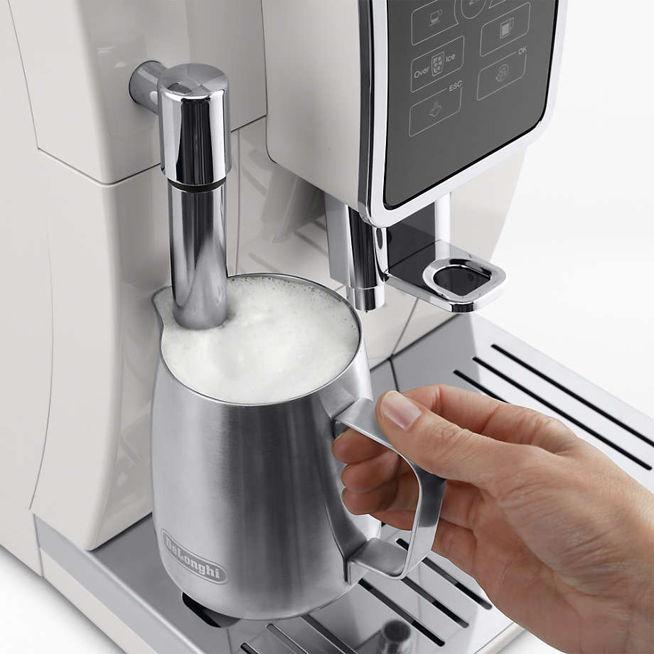 De Longhi White Dinamica Espresso Machine with Iced Coffee and