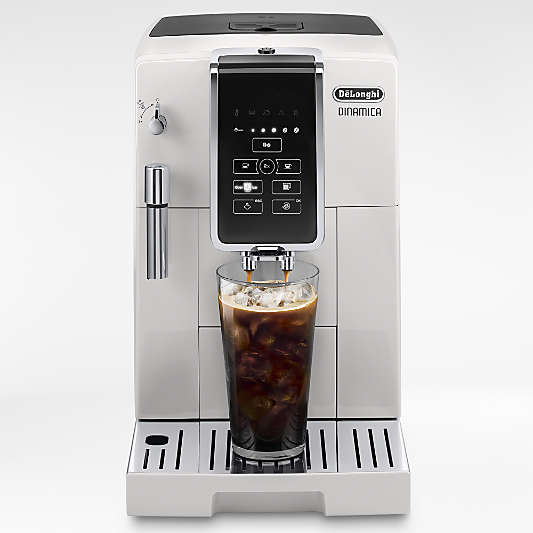 De'Longhi ® White Dinamica Espresso Machine with Iced Coffee and Manual Milk Frother