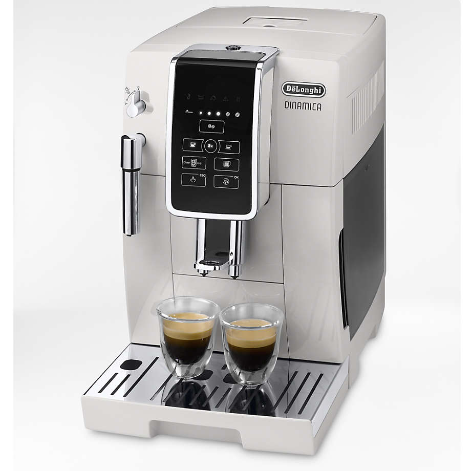 De Longhi White Dinamica Espresso Machine with Iced Coffee and