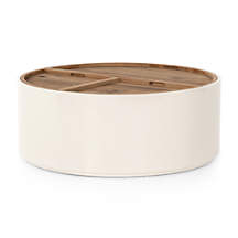 Dean White and Oak 42" Round Storage Coffee Table + Reviews | Crate ...