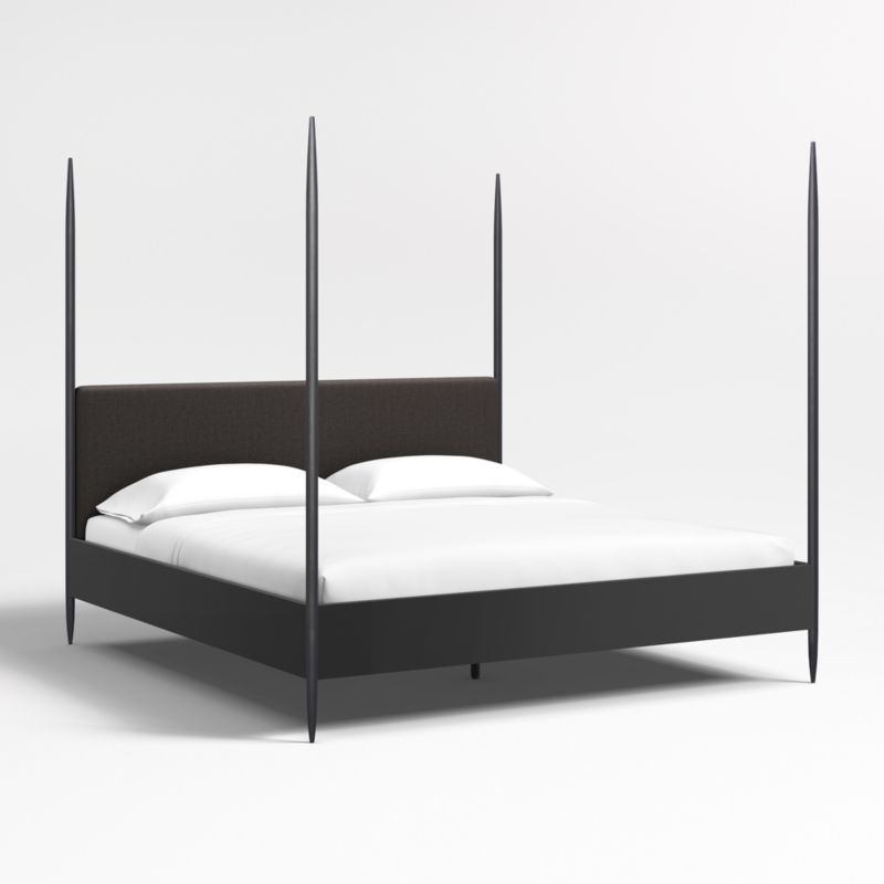 Dearborn Black Four Poster King Bed with Upholstered Headboard - image 4 of 11