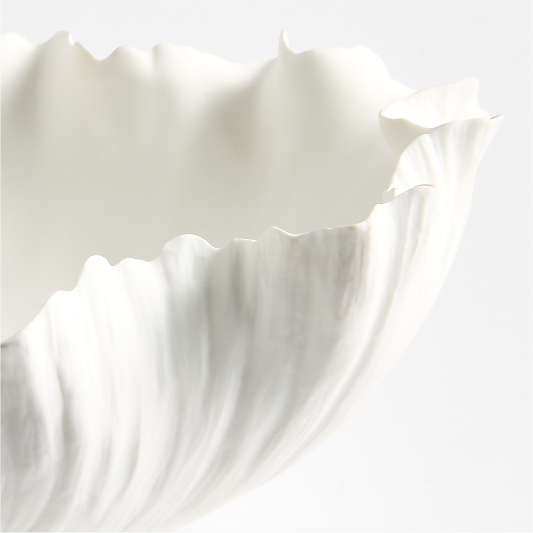 Deckled Edge White Porcelain Decorative Bowl