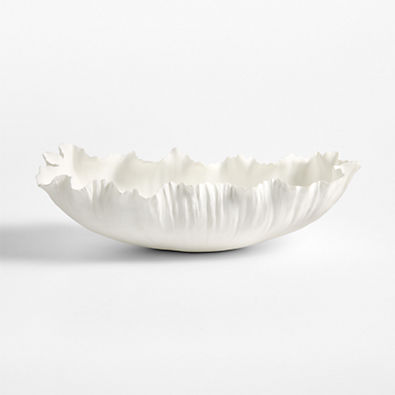 View Deckled Edge White Porcelain Decorative Bowl details