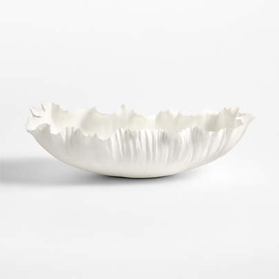 Deckled Edge White Porcelain Decorative Bowl