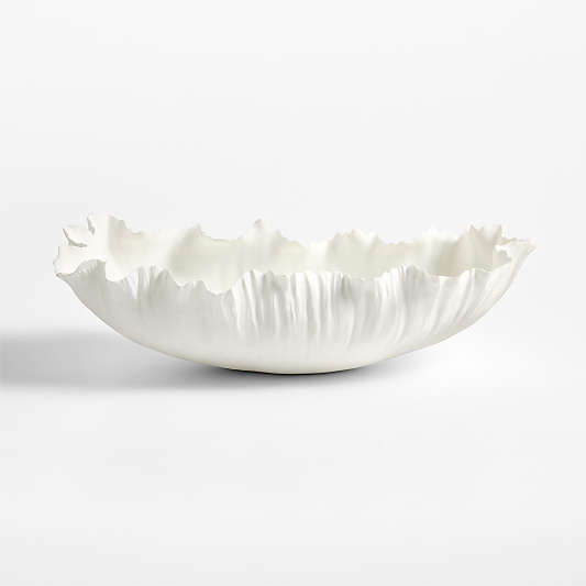 Deckled Edge White Porcelain Decorative Bowl