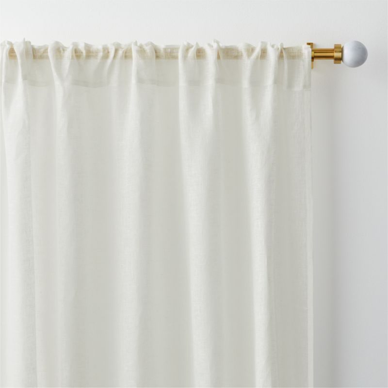 Ivory EUROPEAN FLAX ™-Certified Linen Sheer Stripe Window Curtain Panel 52"x108" - image 5 of 9