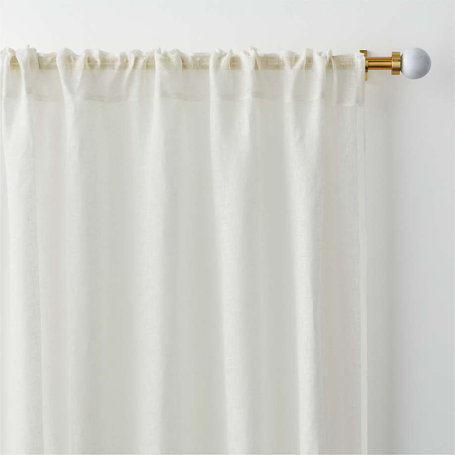 Ivory European Flax ®-Certified Linen Sheer Stripe Window Curtain Panel 52"x84"