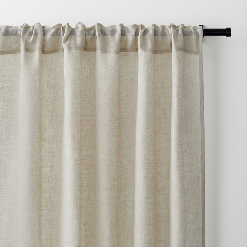 Warm Beige EUROPEAN FLAX ™-Certified Linen Sheer Stripe Window Curtain Panel 52"x96" - image 3 of 7