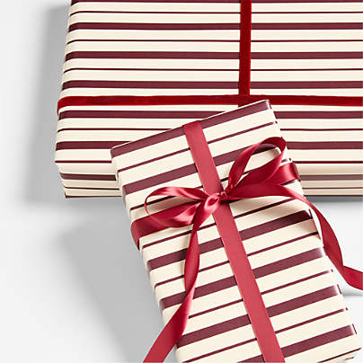 Deep Red Stripe Holiday Gift Wrap