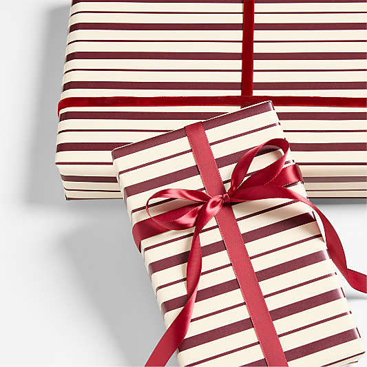 Deep Red Stripe Holiday Gift Wrap
