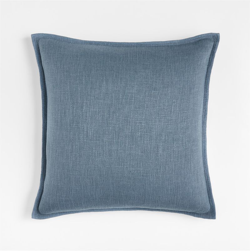 Relaxed Washed Organic Cotton Velvet 20x20 Deep Sea Blue Throw Pillow with Feather Insert