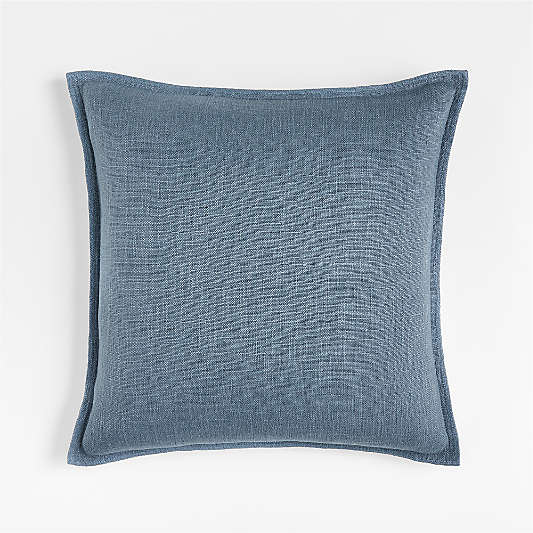 Blue 20"x20" Organic Laundered Linen Throw Pillow Cover