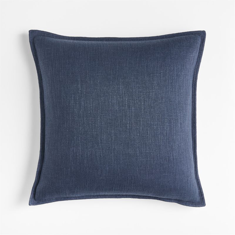 Indigo 20"x20" Laundered Linen Throw Pillow with Feather Insert