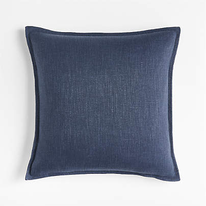 Veleri 20x20 Square Linen Blue Decorative Throw Pillow Cover +