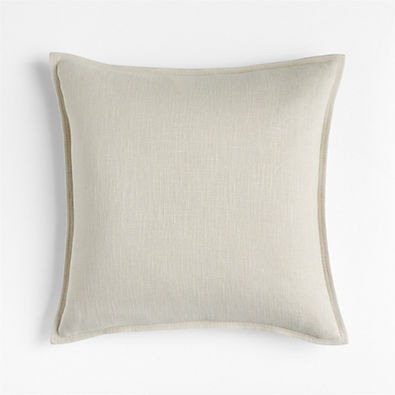View Ivory 20"x20" Organic Laundered Linen Throw Pillow with Down-Alternative Insert details