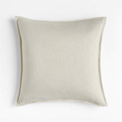 Ivory 20x20 Organic Laundered Linen Throw Pillow Cover