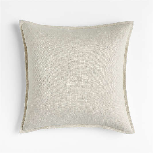 Ivory 20"x20" Organic Laundered Linen Throw Pillow Cover