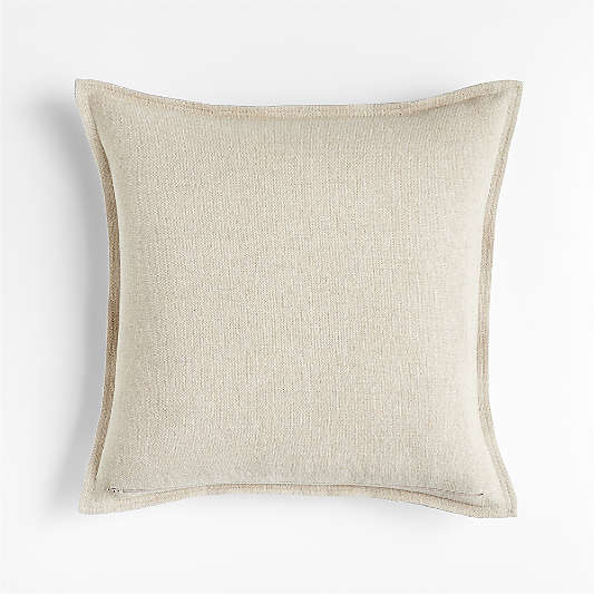 White 20"x20" Laundered Linen Throw Pillow with Feather Insert