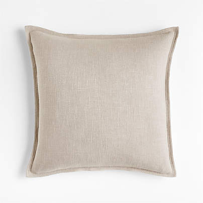 Light Grey 20"x20" Organic Laundered Linen Throw Pillow with Feather Insert