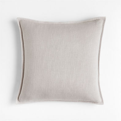 View Pewter 20"x20" Laundered Linen Throw Pillow with Down-Alternative Insert details