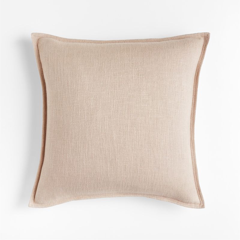 Taupe 20"x20" Laundered Linen Throw Pillow with Feather Insert