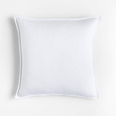 White 20"x20" Laundered Linen Throw Pillow Cover