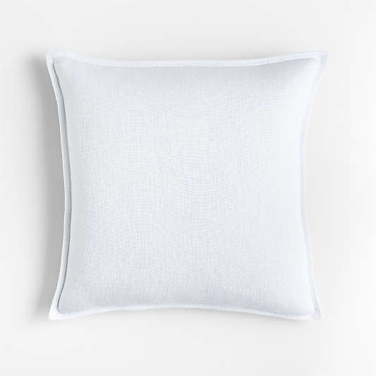 Organic White 20"x20" Laundered Linen Throw Pillow Cover