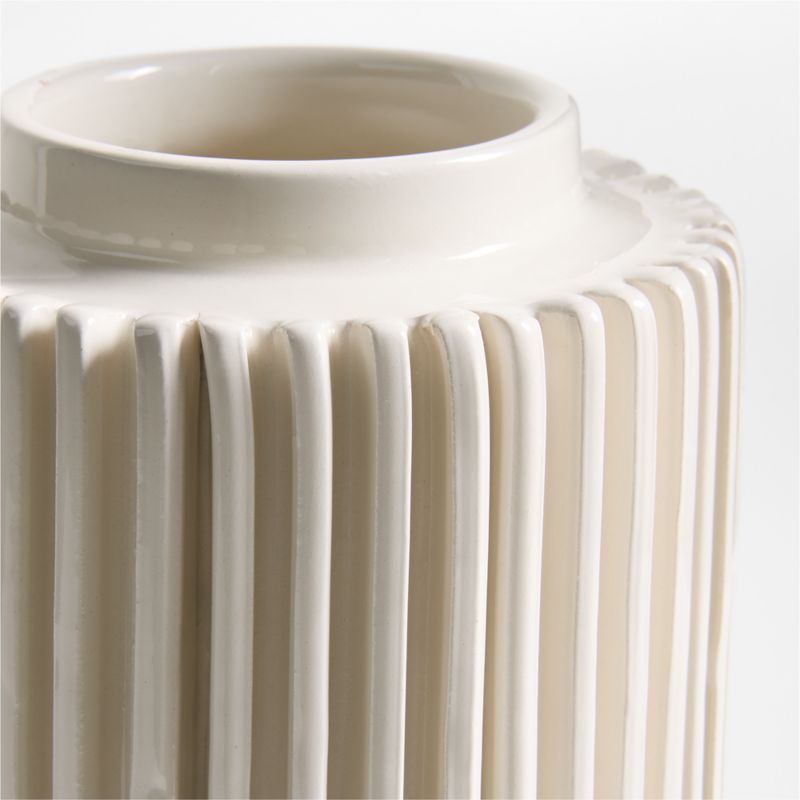 Della Small White Ceramic Ribbed Vase 12" - image 6 of 7